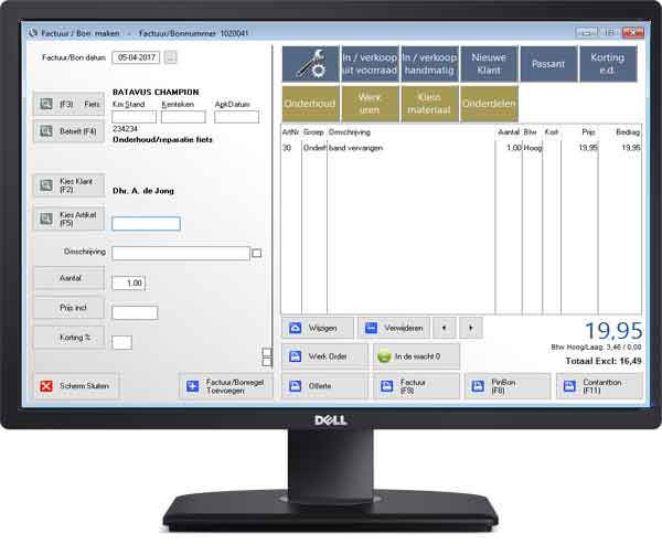 Motorzaak kassa software, factuur software motorzaak, factuur software